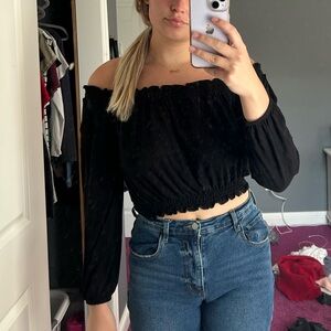 Brandy Melville Black Off-Shoulder Top